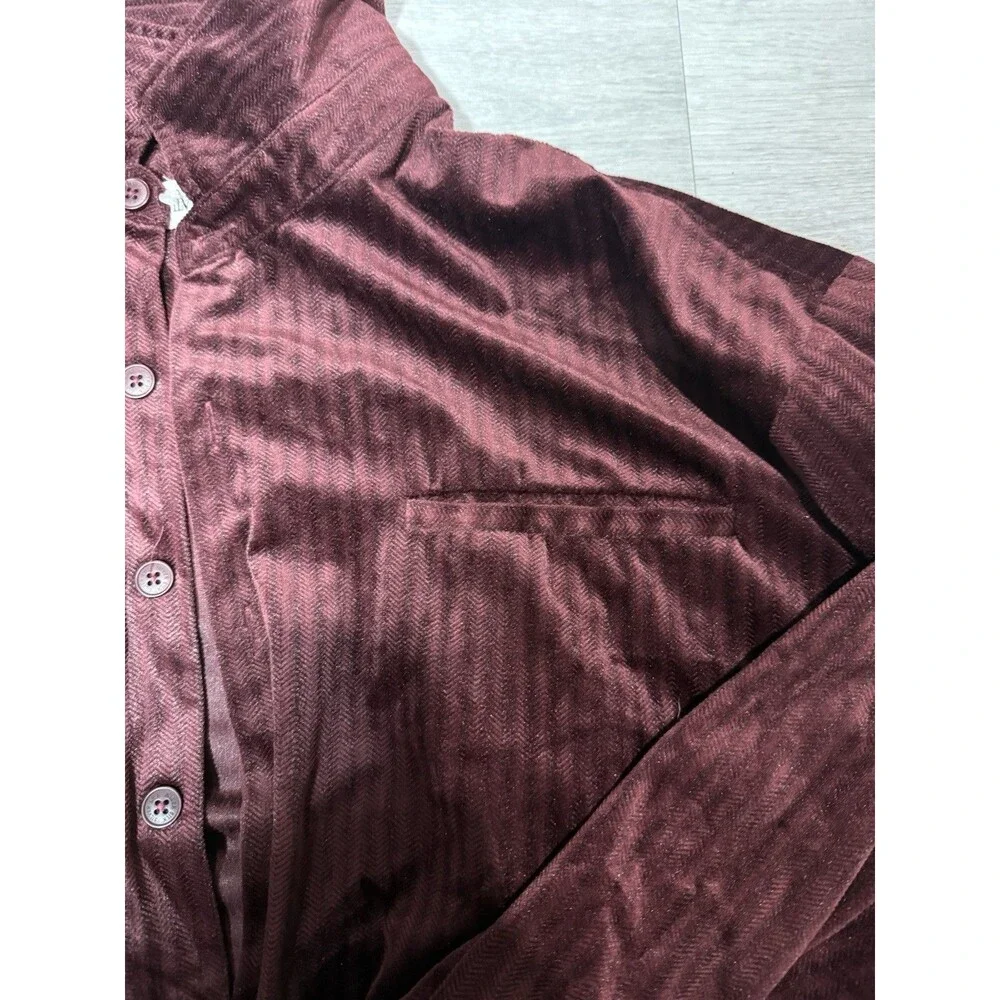 Silver Silk Men’s Burgundy Herringbone 3-Piece Suit Jacket, Vest, 44x30 Pants